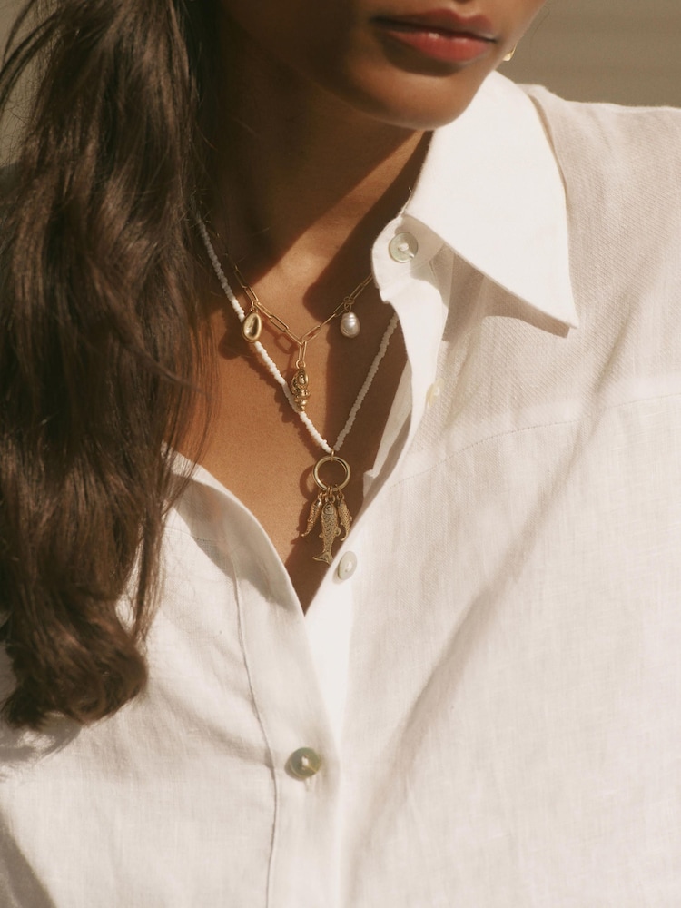 Mint Velvet Gold Fish Charm Necklace - Image 4 of 4