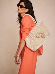 Mint Velvet Cream Blake Stripe Paper Tote Bag - Image 2 of 8