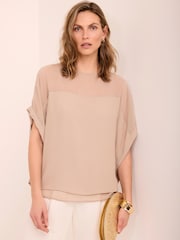 Mint Velvet Natural Sheer Panel Top - Image 3 of 8