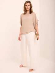 Mint Velvet Natural Sheer Panel Top - Image 5 of 8