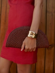 Rot - Mint Velvet Bea Leather Woven Purses - Bild 1 von 7