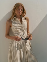 Mint Velvet Yellow Cotton Blend Striped Maxi Dress - Image 4 of 8