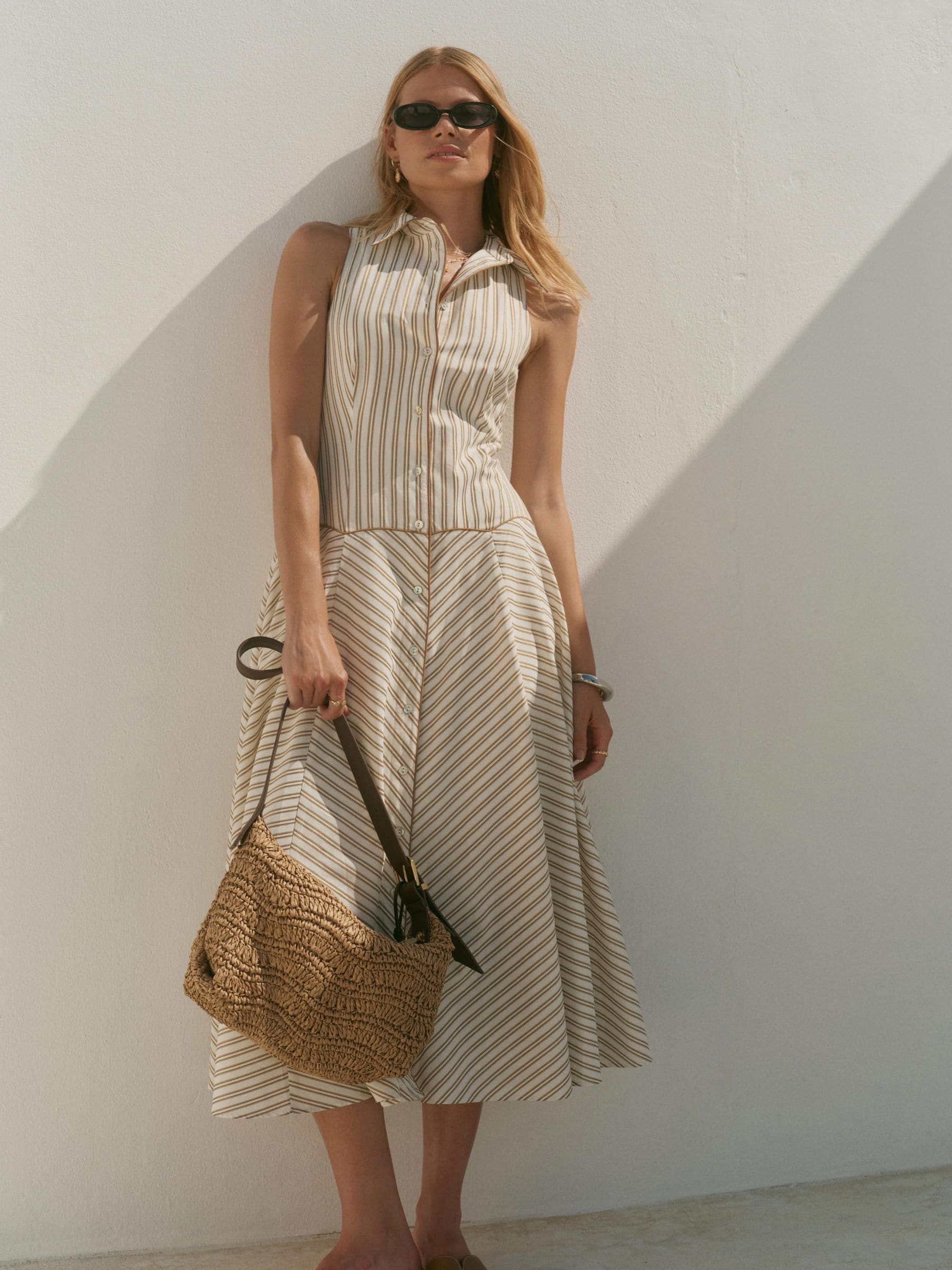 Buy Mint Velvet Yellow Cotton Blend Striped Maxi Dress from Next USA