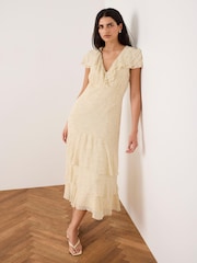 Mint Velvet Yellow Ruffle Print Midi Dress - Image 2 of 7