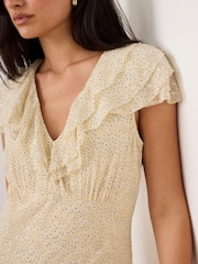 Mint Velvet Yellow Ruffle Print Midi Dress - Image 5 of 7