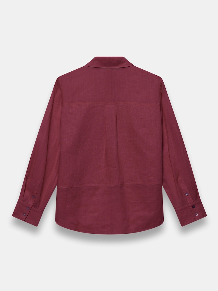 Mint Velvet Red Linen Sheer Panel Shirt - Image 8 of 8 Mint Velvet Red Linen Sheer Panel Shirt - Image 8 of 8