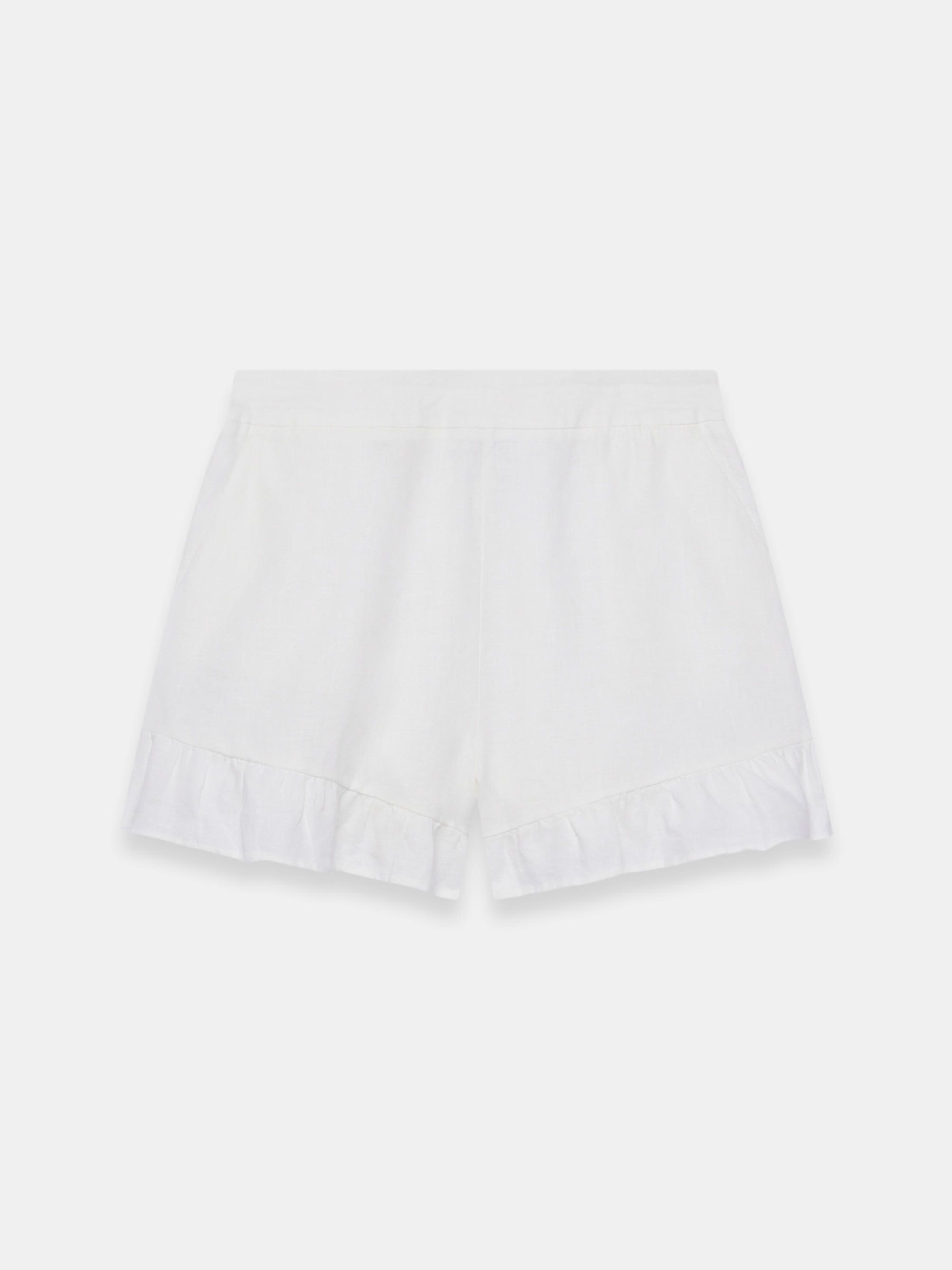 Buy Mint Velvet White Linen Ruffle Trim Shorts from the Next UK