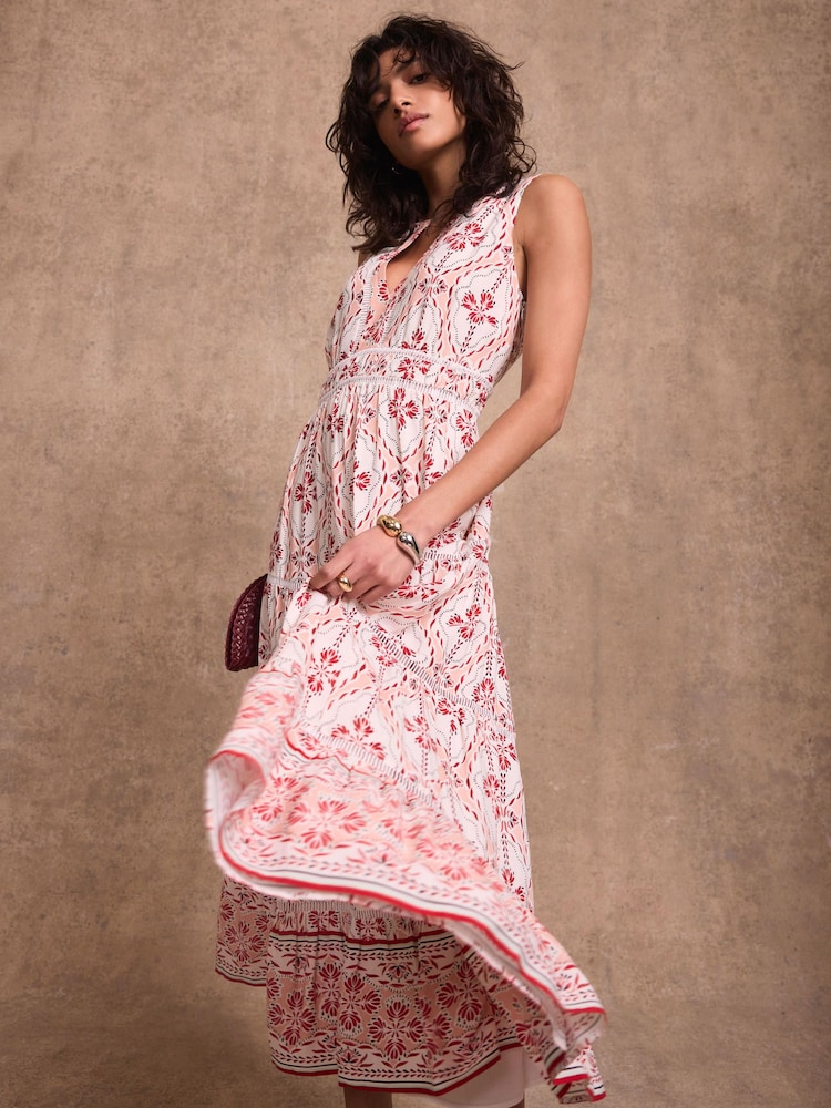 Mint Velvet Pink Geo Print Maxi Dress - Image 2 of 8 Mint Velvet Pink Geo Print Maxi Dress - Image 2 of 8