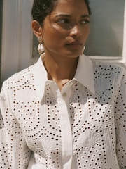 Mint Velvet White Cotton Broderie Shirt - Image 4 of 8