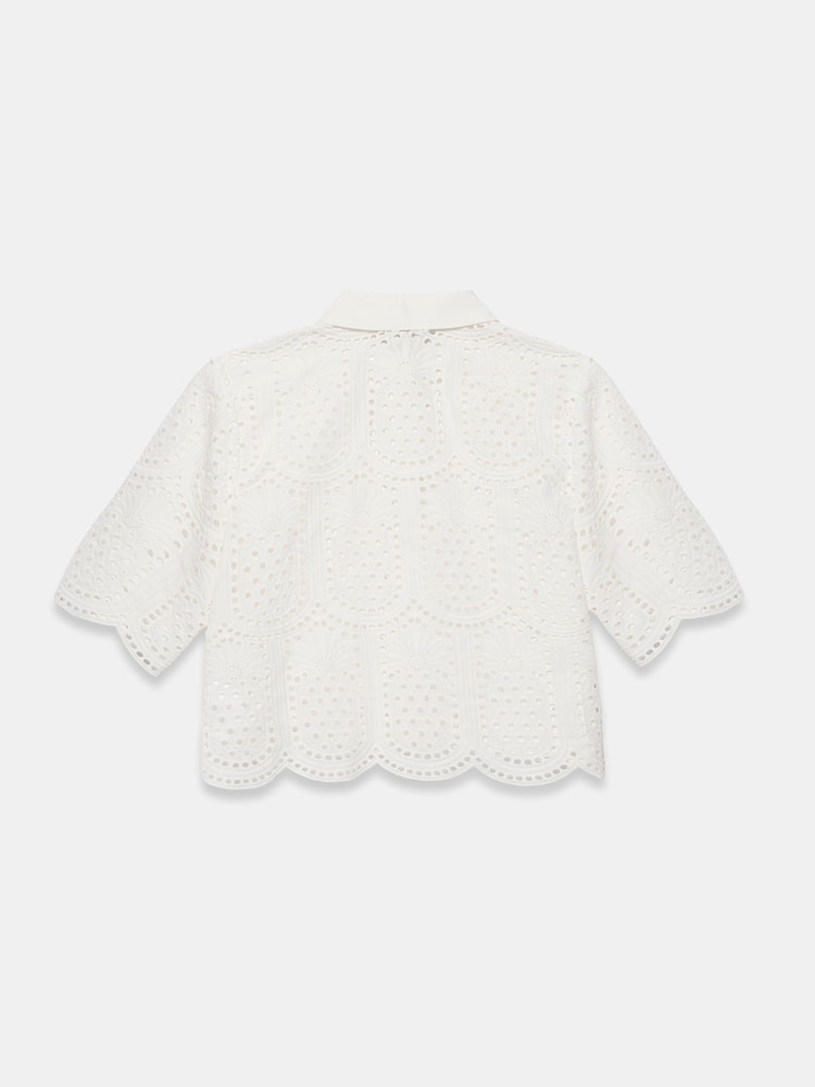 Mint Velvet White Cotton Broderie Shirt - Image 8 of 8