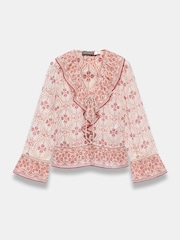 Mint Velvet Pink Geo Print Ruffle Blouse - Image 7 of 8
