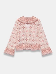 Mint Velvet Pink Geo Print Ruffle Blouse - Image 8 of 8