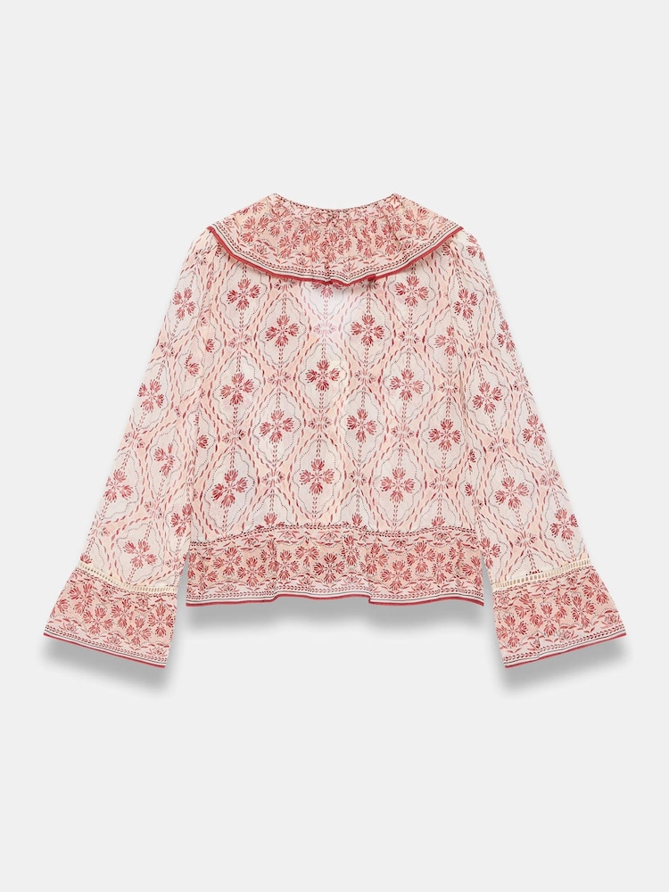 Mint Velvet Pink Geo Print Ruffle Blouse - Image 8 of 8 Mint Velvet Pink Geo Print Ruffle Blouse - Image 8 of 8