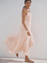 Mint Velvet Pink Beaded Halter Neck Dress - Image 3 of 8