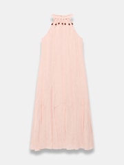 Mint Velvet Pink Beaded Halter Neck Dress - Image 7 of 8