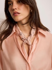 Mint Velvet Pink Linen Embellished Neck Scarf - Image 1 of 6