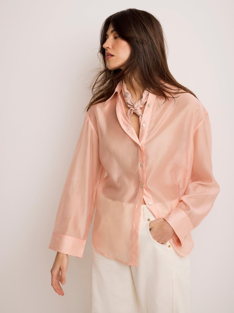 Mint Velvet Pink Linen Embellished Neck Scarf - Image 2 of 6