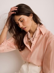 Mint Velvet Pink Linen Embellished Neck Scarf - Image 3 of 6