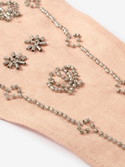 Mint Velvet Pink Linen Embellished Neck Scarf - Image 6 of 6