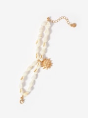 Mint Velvet Gold Shell Double Layered Charm Bracelet - Image 2 of 3