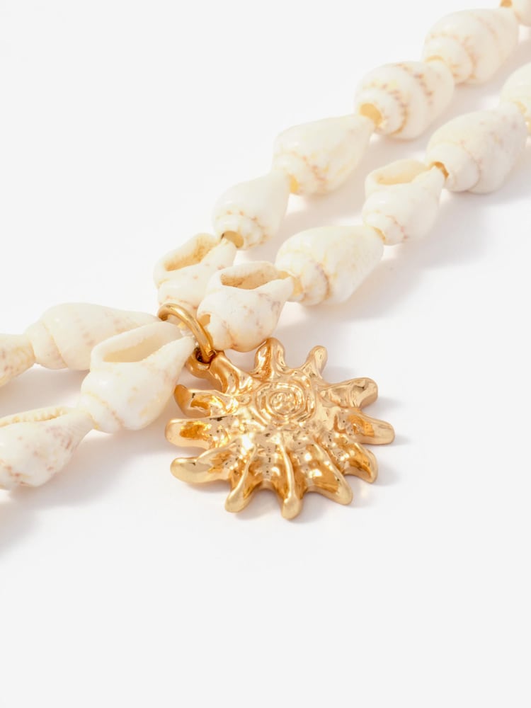 Mint Velvet Gold Shell Double Layered Charm Bracelet - Image 3 of 3