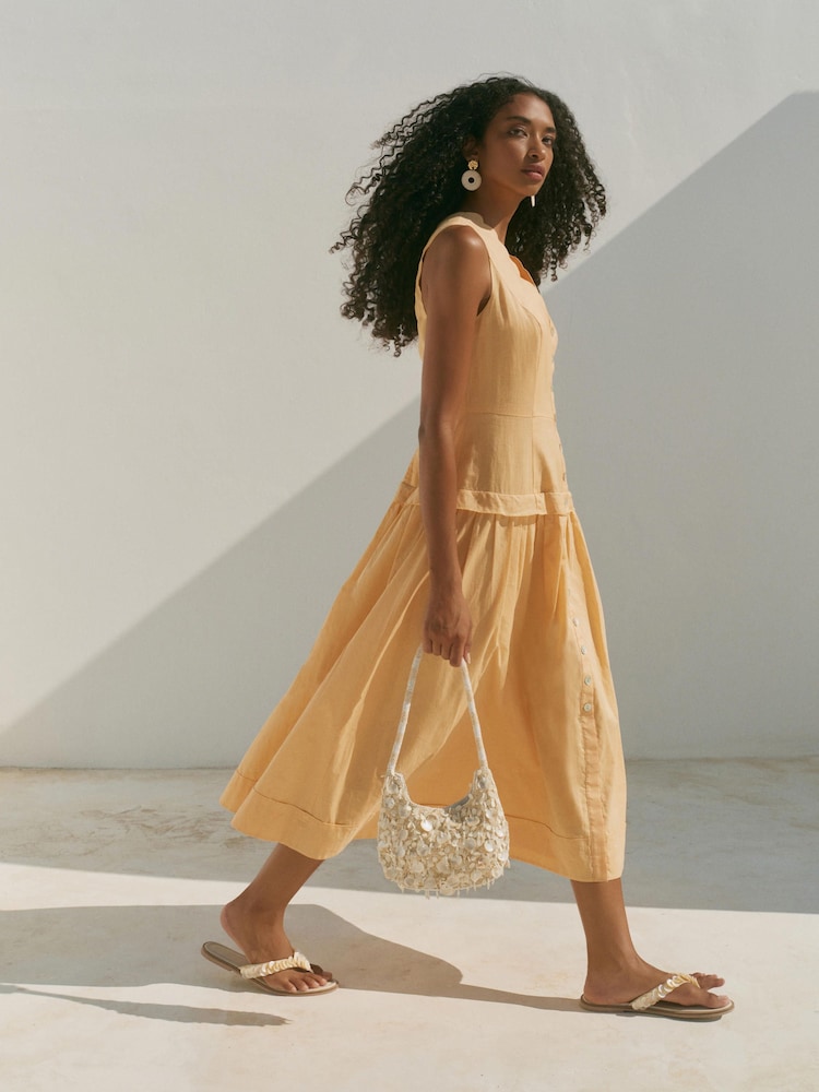 Mint Velvet Women's Ramie Drop Waist Maxi Dress - Yellow - Size 6