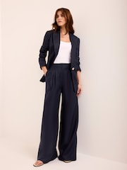 Mint Velvet Blue Linen Single Breasted Blazer - Image 2 of 8