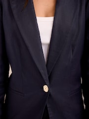 Mint Velvet Blue Linen Single Breasted Blazer - Image 6 of 8