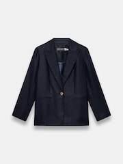 Mint Velvet Blue Linen Single Breasted Blazer - Image 7 of 8