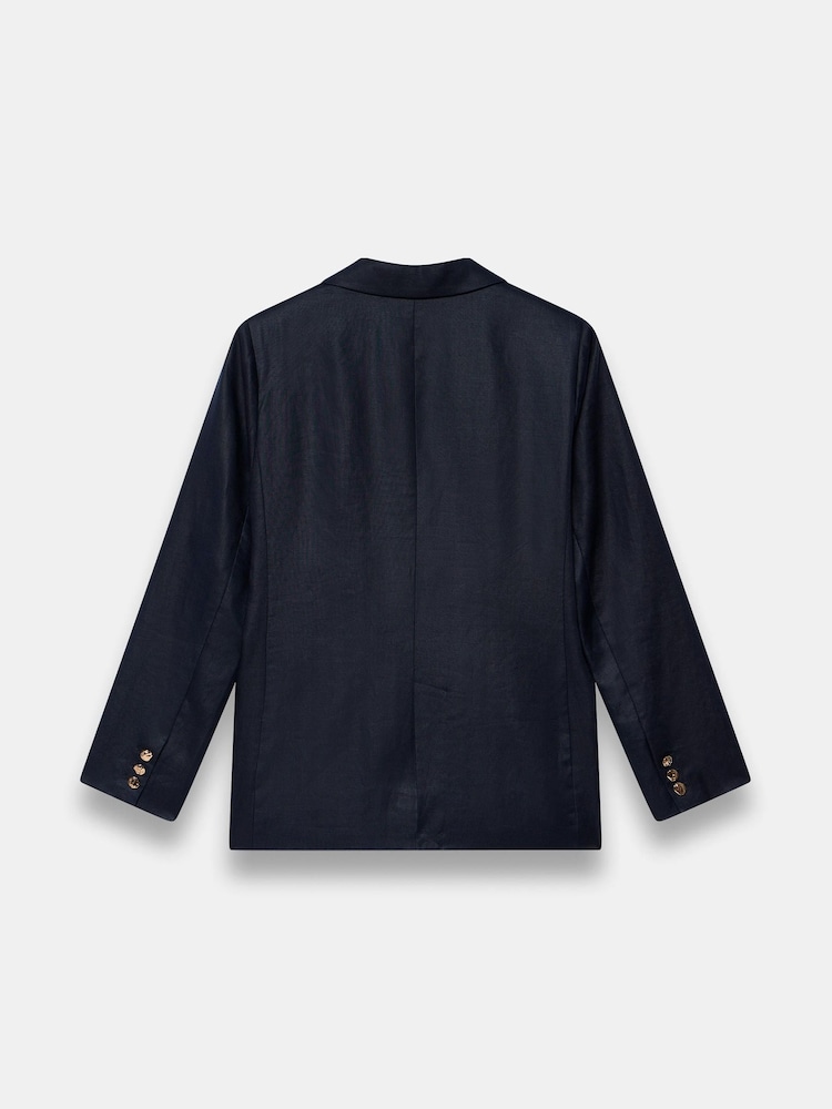 Mint Velvet Blue Linen Single Breasted Blazer - Image 8 of 8 Mint Velvet Blue Linen Single Breasted Blazer - Image 8 of 8