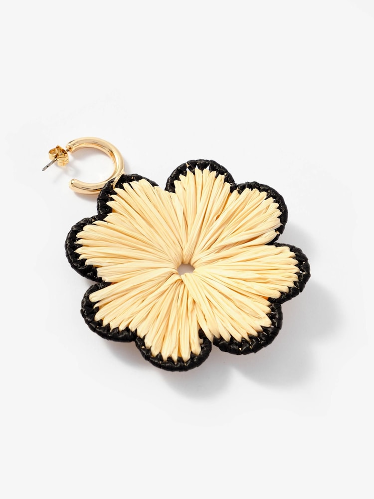 Mint Velvet Natural Raffia Flower Drop Earrings - Image 3 of 3 Mint Velvet Natural Raffia Flower Drop Earrings - Image 3 of 3