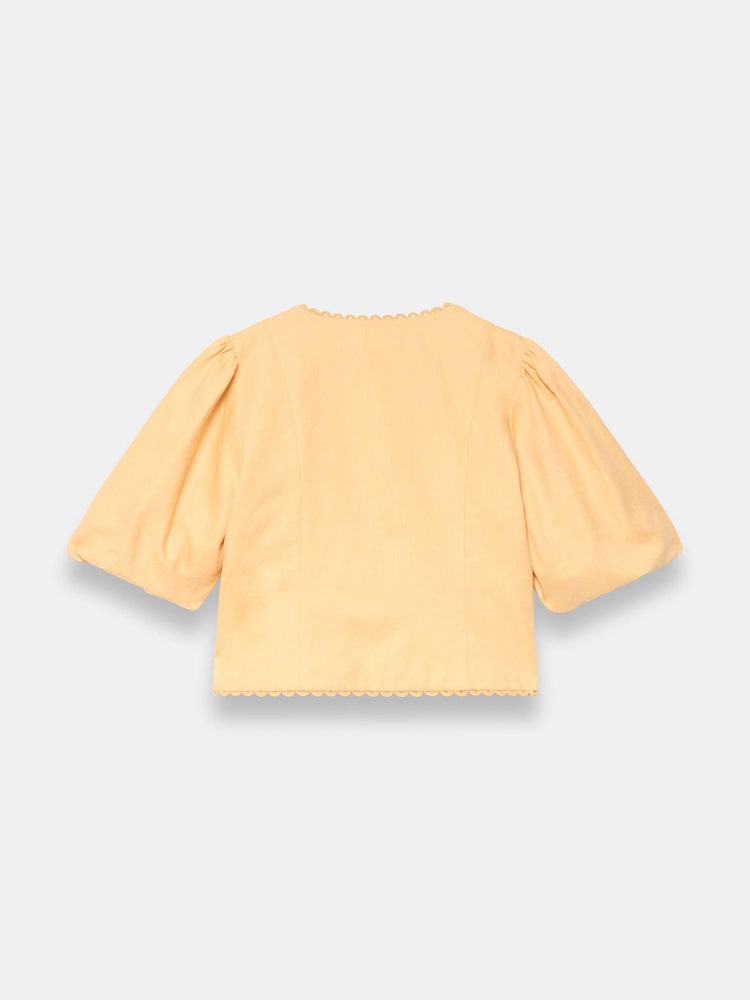 Mint Velvet Yellow Linen Puff Sleeve Top - Image 7 of 7
