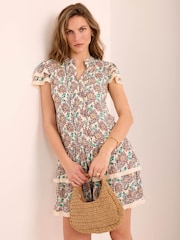 Mint Velvet Cream Floral Print Mini Dress - Image 1 of 7