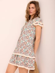 Mint Velvet Cream Floral Print Mini Dress - Image 2 of 7