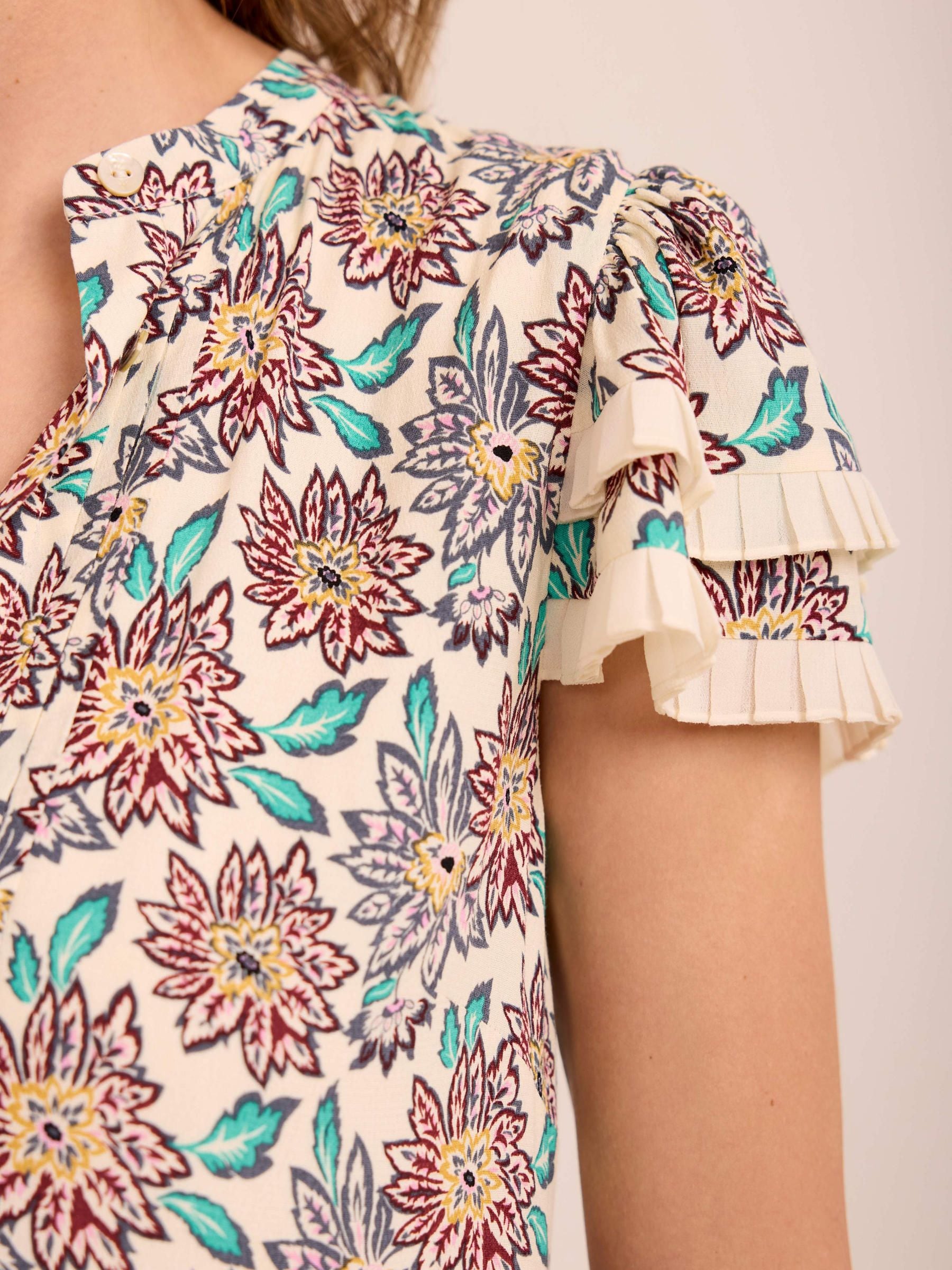 mint and cream dress Floral Lace Trim Midi Dress for Women | Cream Multi & Mint Multi