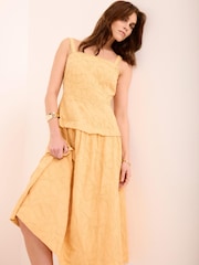 Mint Velvet Yellow Cotton Floral Midi Dress - Image 1 of 8
