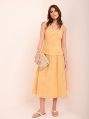 Mint Velvet Yellow Cotton Floral Midi Dress - Image 2 of 8
