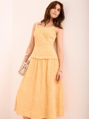 Mint Velvet Yellow Cotton Floral Midi Dress - Image 3 of 8