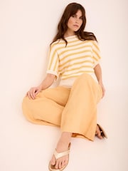黃色 - Mint Velvet Striped Cotton Blend Top - 圖片 5/8