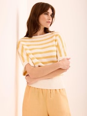 黃色 - Mint Velvet Striped Cotton Blend Top - 圖片 6/8