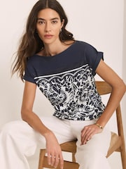 Mint Velvet Blue Floral Print Top - Image 2 of 7