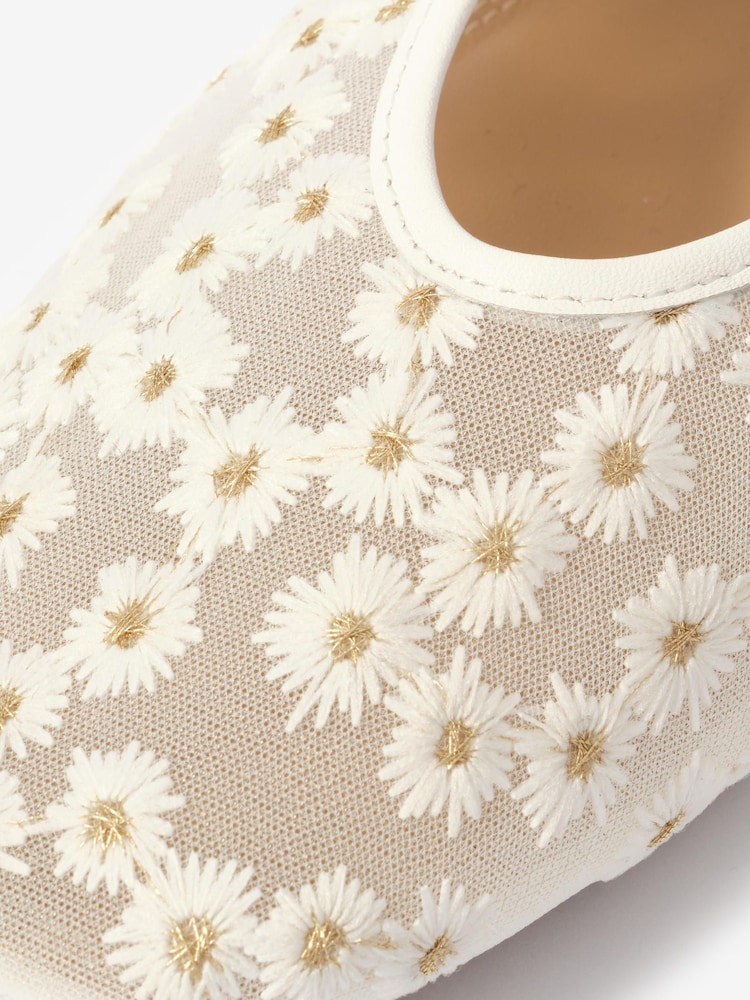 Mint Velvet Cream Flora Mesh Ballet Flats - Image 4 of 4