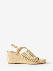 Mint Velvet Gold Lizzy Espadrille Wedges - Image 2 of 5