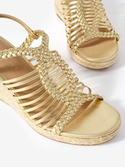 Mint Velvet Gold Lizzy Espadrille Wedges - Image 4 of 5