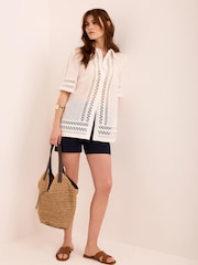 Mint Velvet White Linen Resort Shirt - Image 4 of 7