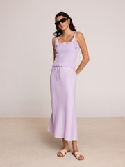 Mint Velvet Purple Linen Shirred Top - Image 4 of 8