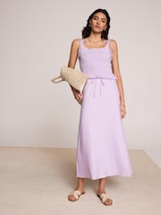 Mint Velvet Purple Linen Shirred Top - Image 6 of 8