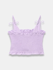 Mint Velvet Purple Linen Shirred Top - Image 8 of 8