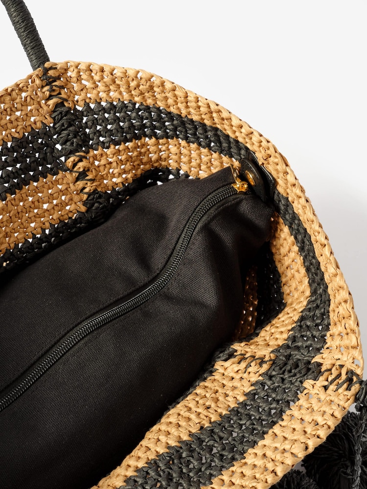 Mint Velvet Natural Blake Stripe Paper Tote Bag - Image 4 of 4 Mint Velvet Natural Blake Stripe Paper Tote Bag - Image 4 of 4