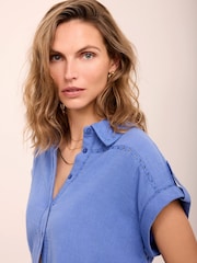 Mint Velvet Blue Cotton Shirt And Shorts Set - Image 5 of 8